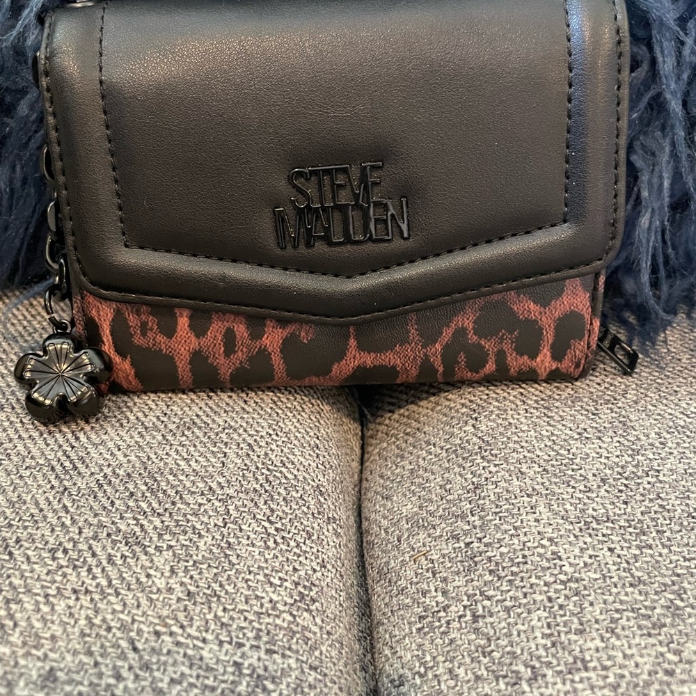 Steve Madden Black and Brown Leopard Print Wallet